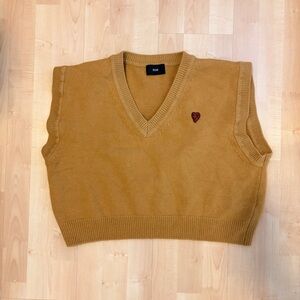 SPELLEDIT | Mustard Yellow Oversized V-neck Sweater Vest